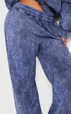 Hot PrettyLittleThing Shape Washed Wide Leg Sweatpants Navy
