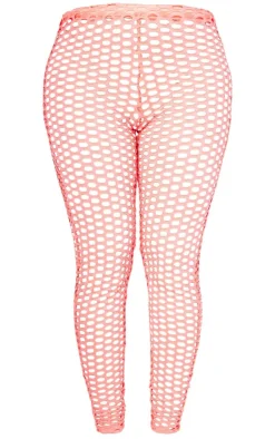 Discount PrettyLittleThing Shape Fish Net Leggings Neon Pink
