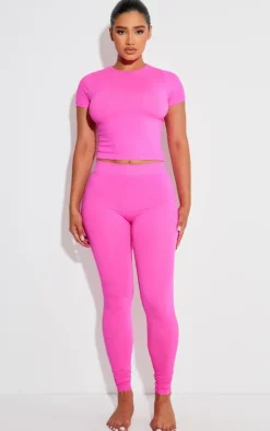 Sale PrettyLittleThing Shape Stretch Seamless Leggings Neon Pink