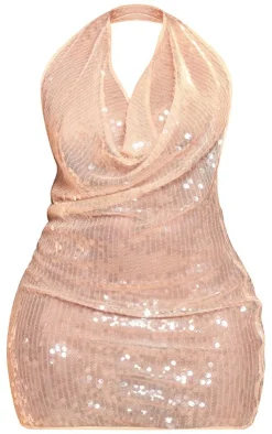 Shape Disc Sequin Halterneck Bodycon Dress-PrettyLittleThing Hot