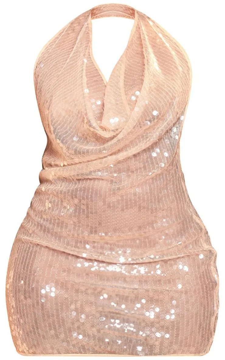 Shape Disc Sequin Halterneck Bodycon Dress-PrettyLittleThing Hot