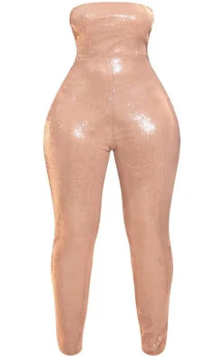 PrettyLittleThing Christmas Shop*Shape Sequin Bandeau Jumpsuit