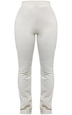 Discount PrettyLittleThing Shape Cotton High Waist Flared Pants Oatmeal