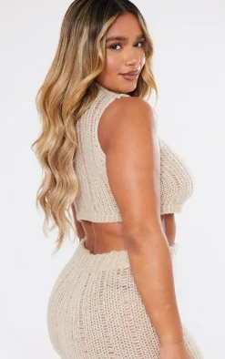 PrettyLittleThing Knitted Tops*Shape Knit High Neck Longline Sleeveless Top