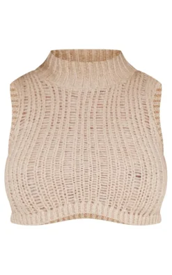 PrettyLittleThing Knitted Tops*Shape Knit High Neck Longline Sleeveless Top