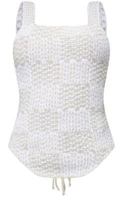 PrettyLittleThing Knitted Tops*Shape Knit Lace Up Front Top