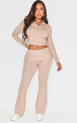 Hot PrettyLittleThing Shape Knit Zip Through Jacket Oatmeal