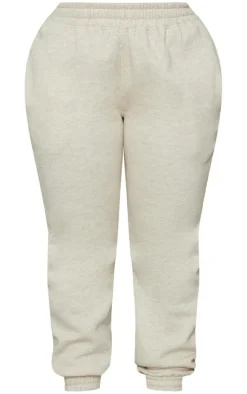 Sale PrettyLittleThing Shape Marl High Waist Cuffed Sweatpants Oatmeal