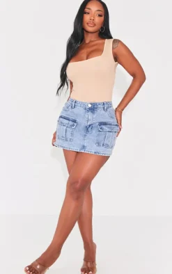 PrettyLittleThing Sleeveless Tops*Shape Ribbed Square Neck Sleeveless Bodysuit