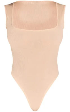 PrettyLittleThing Sleeveless Tops*Shape Ribbed Square Neck Sleeveless Bodysuit