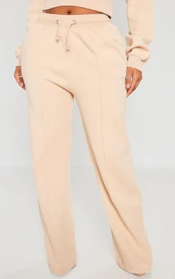 Sale PrettyLittleThing Shape Sweat Seam Detail Wide Leg Sweatpants Oatmeal