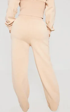 Sale PrettyLittleThing Shape Sweat Seam Detail Wide Leg Sweatpants Oatmeal