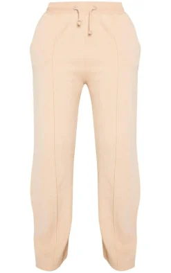 Sale PrettyLittleThing Shape Sweat Seam Detail Wide Leg Sweatpants Oatmeal
