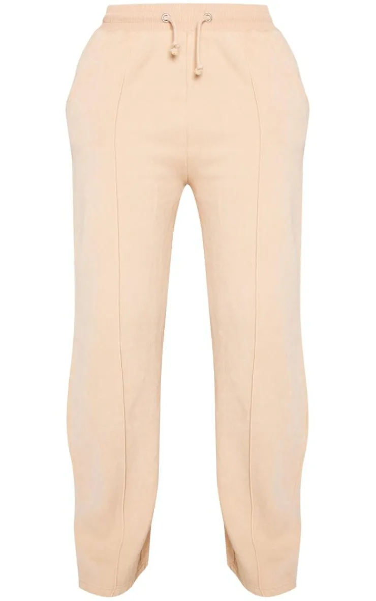 Sale PrettyLittleThing Shape Sweat Seam Detail Wide Leg Sweatpants Oatmeal