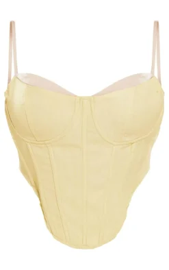 Online PrettyLittleThing Shape Contrast Cup Detail Corset Olive