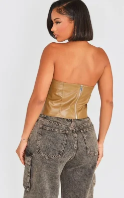 PrettyLittleThing Sleeveless Tops*Shape Faux Leather Longline Bandeau