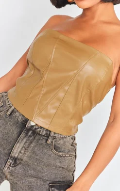 PrettyLittleThing Sleeveless Tops*Shape Faux Leather Longline Bandeau