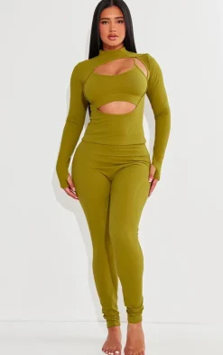 PrettyLittleThing Bralets*Shape Sculpted Cut Out Bralette Detail Long Sleeve Top