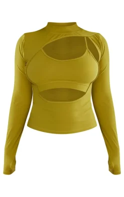 PrettyLittleThing Bralets*Shape Sculpted Cut Out Bralette Detail Long Sleeve Top