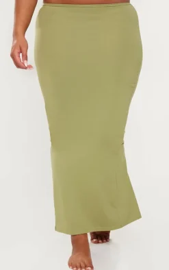 PrettyLittleThing Shape Sculpted Maxi Skirt Olive