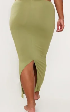 PrettyLittleThing Shape Sculpted Maxi Skirt Olive