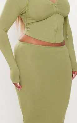 PrettyLittleThing Shape Sculpted Maxi Skirt Olive
