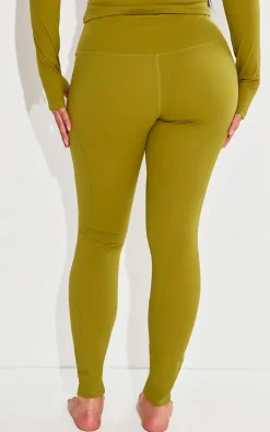 Best PrettyLittleThing Shape Sculpted Seam Detail High Waist Leggings Olive