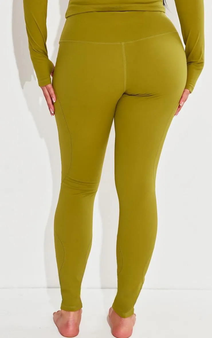 Best PrettyLittleThing Shape Sculpted Seam Detail High Waist Leggings Olive