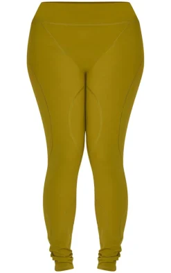 Best PrettyLittleThing Shape Sculpted Seam Detail High Waist Leggings Olive