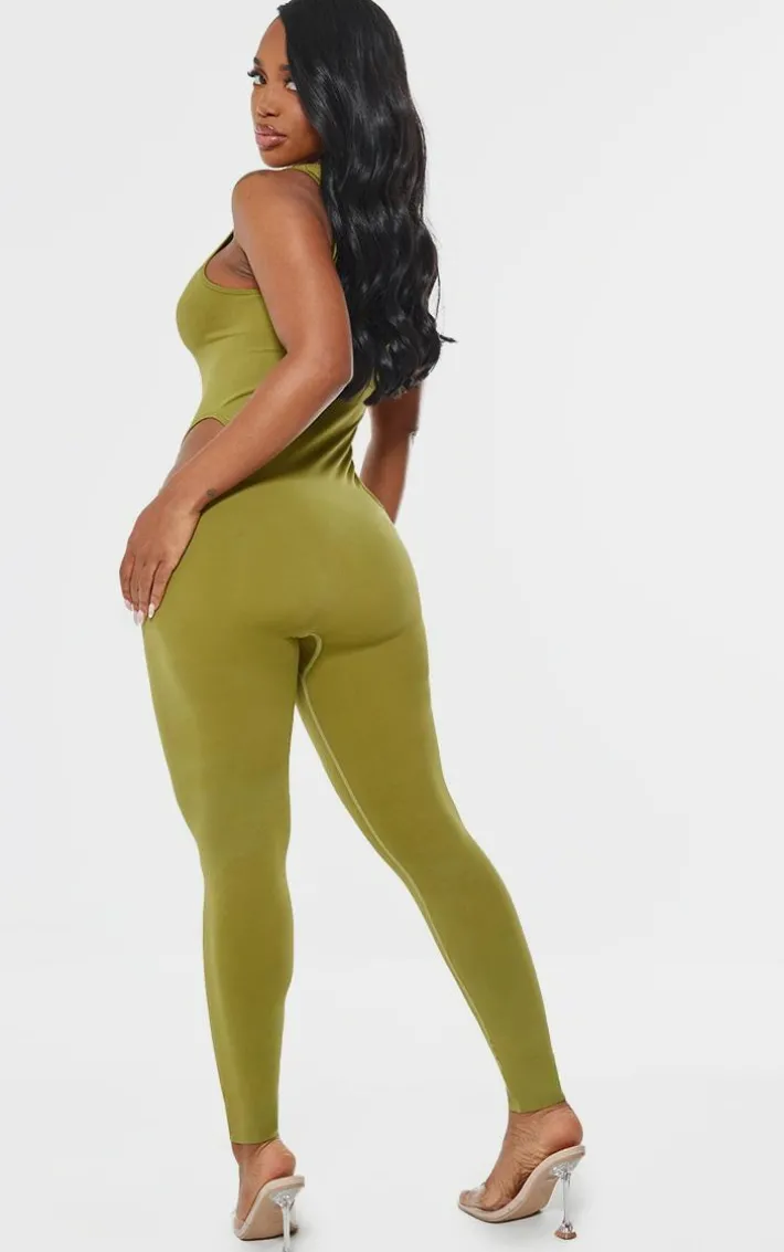 Shape Olive Seamless Cut Out Jumpsuit