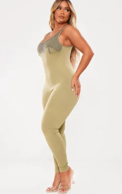 PrettyLittleThing Snatched*Shape Snatched Rib Contrast Sleeveless Jumpsuit