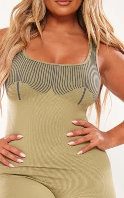 PrettyLittleThing Snatched*Shape Snatched Rib Contrast Sleeveless Jumpsuit