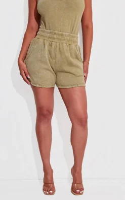 Best PrettyLittleThing Shape Sweat High Waist Shorts Olive