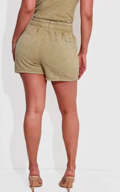 Best PrettyLittleThing Shape Sweat High Waist Shorts Olive