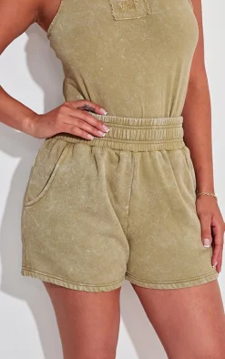 Best PrettyLittleThing Shape Sweat High Waist Shorts Olive