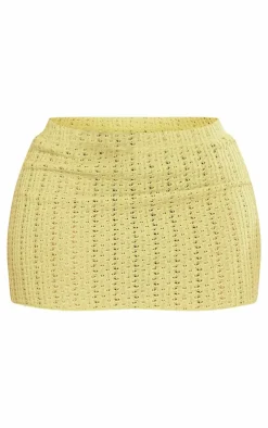 Hot PrettyLittleThing Shape Textured Mini Skirt Olive