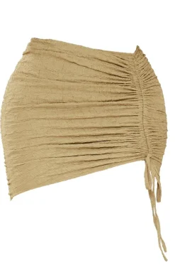 Best PrettyLittleThing Shape Textured Ruched Side Bodycon Skirt Olive
