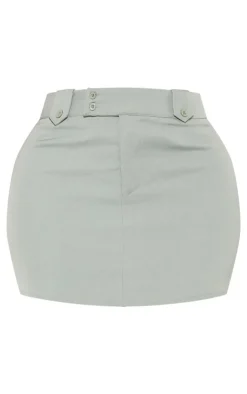 Outlet PrettyLittleThing Shape Olive Woven Micro Mini Skirt Moss Khaki
