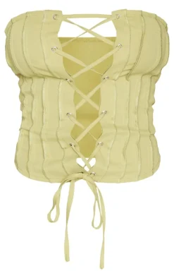 PrettyLittleThing Corsets*Shape Woven Seam Detail Bandeau Lace Up Corset