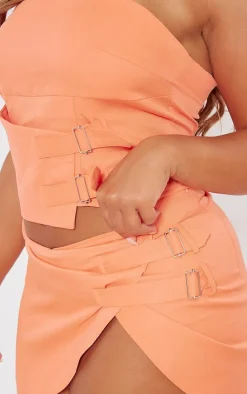 Sale PrettyLittleThing Shape Buckle Detail Woven Corset Orange