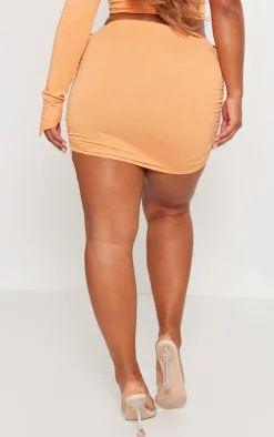 Online PrettyLittleThing Shape Contour Jersey Ruched Side Mini Skirt Orange