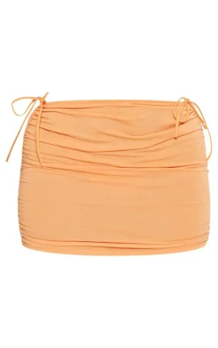 Online PrettyLittleThing Shape Contour Jersey Ruched Side Mini Skirt Orange