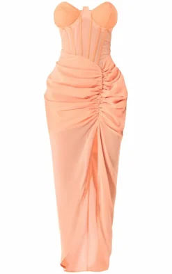 Shape Corset Detail Sleeveless Ruched Midi Dress-PrettyLittleThing Outlet