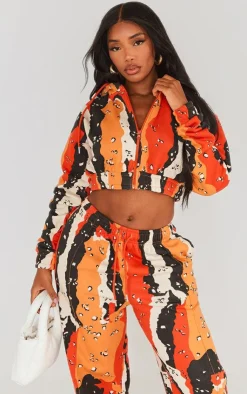 Best PrettyLittleThing Shape Cropped Camo Hoodie Orange