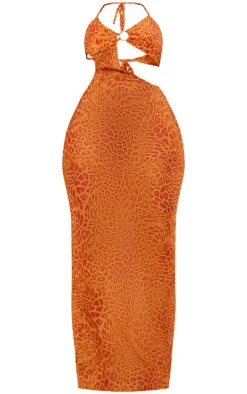 Shape Orange Leopard Printed Chiffon Ring Detail Maxi Dress-PrettyLittleThing Best