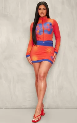 Outlet PrettyLittleThing Shape New York Mini Skirt Orange