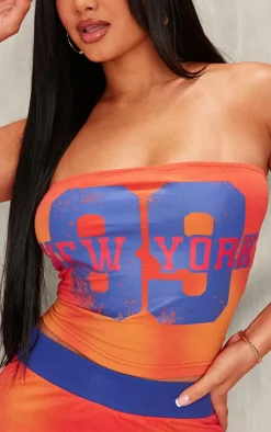 Discount PrettyLittleThing Shape New York Tube Top Orange