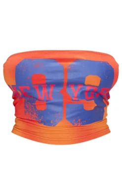 Discount PrettyLittleThing Shape New York Tube Top Orange