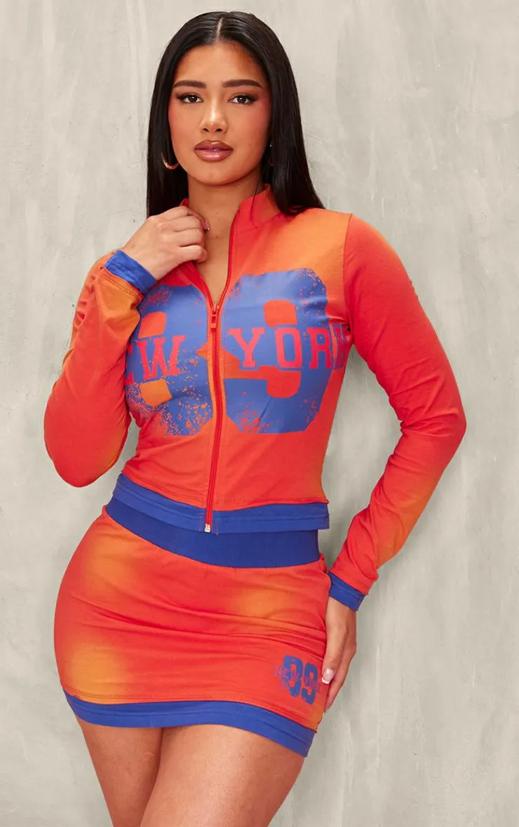 Discount PrettyLittleThing Shape New York Zip Jacket Orange