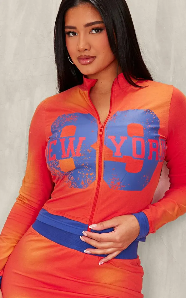 Discount PrettyLittleThing Shape New York Zip Jacket Orange